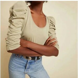 Nation LTD Julietta ruched sleeve tee in Safari size Medium